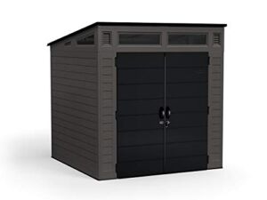 Suncast BMS7780 7′ x 7′ Modernist Resin Outdoor Storage Shed, No Size, Peppercorn