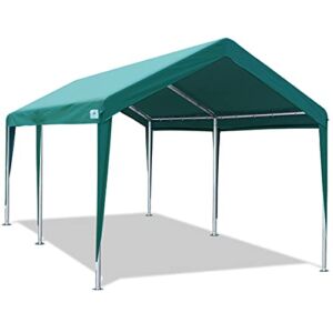 ADVANCE OUTDOOR Adjustable 10×20 ft Heavy Duty Carport Car Canopy Garage Boat Shelter Party Tent, Adjustable Height from 9.5 ft to 11 ft, Green