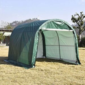 walsport Portable Garage Carport Auto Shelter 10x10x8ft Outdoor Car Port Sheds Car Storage Canopy Green Round Top Style Green with Waterproof Cover