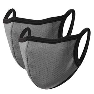 Cool 3D Pattern Facemask Seamless Mesh Dot Breathble Mouth Bandanas Washable Reusable Outdoor Riding Running Dustproof Face Scarf for Men Women (Gray,2pcs)