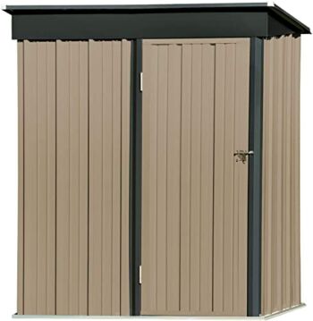 Catrimown 5×3 FT Outdoor Storage Shed, Galvanized Steel Tool Shed House for Patio Garden Backyard Lawn, Utility Tool House with Door, Dark Grey | The Storepaperoomates Retail Market - Fast Affordable Shopping