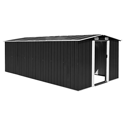 INLIFE Garden Storage Shed with Double Sliding Doors and Four Vents Metal Anthracite Garden Tools, Garden Furniture and Garden Equipment Organizer for Patio,Outdoor,Backyard 101.2″x195.7″x70″(WxDxH) | The Storepaperoomates Retail Market - Fast Affordable Shopping