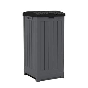 Suncast 39-Gallon Resin Outdoor Hideaway Trash Can with Lid for Backyard, Deck, or Patio, Gray