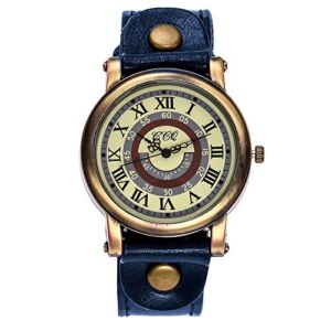 Men’s Leather Casual Quartz Watch, Punk Retro Simple Fashion Buckle Strap Leather Casual Cuff Watch (D1)