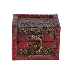 Storage Box Mini Antique Small Box Chinese Retro Nostalgic Wooden Multifunctional Desktop Storage Box Beautiful and Practical Convenient Storage of Jewelry and Makeup Tools(red)