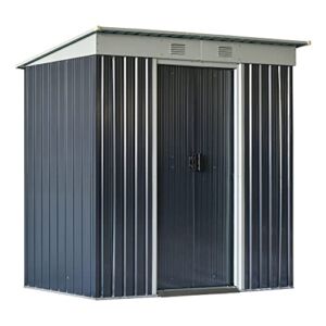 Outsunny 7′ x 4′ Steel Frame Backyard Garden Tool Storage Shed with 2 Air Vents and Dual Locking Doors, Black