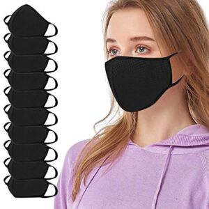 Cool 3D Pattern Facemask Seamless Mesh Dot Breathble Mouth Bandanas Washable Reusable Outdoor Riding Running Dustproof Face Scarf for Men Women (Black,10pcs)