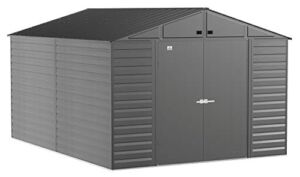 Arrow Shed Select 10′ x 14′ Outdoor Lockable Steel Storage Shed Building, Charcoal