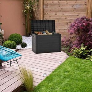 Garden Storage Box Container, Patio Storage Deck Box, Anthracite Outdoor Pool Patio Furniture for Patio Cushions and Gardening Tools, Cushions, 38.7×17.3×21.7in
