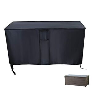Flymer Patio Deck Box Cover Waterproof 46 Inch, All Season Outdoor Furniture Cover, Black