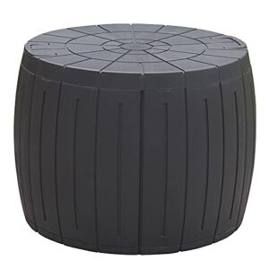 HOMSPARK Outdoor Storage Round Deck Box, Storage Bench Outdoor Durable, Multi-functional Patio Storage Box for Coffee Table, 34 Gallon, Dark – Brown