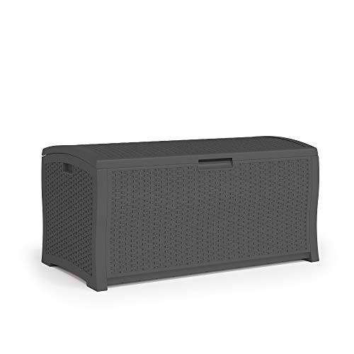 Suncast 122-Gallon Extra Large Resin Wicker Outdoor Storage Deck Box, Peppercorn | The Storepaperoomates Retail Market - Fast Affordable Shopping