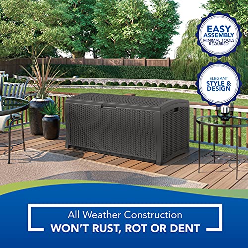 Suncast 122-Gallon Extra Large Resin Wicker Outdoor Storage Deck Box, Peppercorn | The Storepaperoomates Retail Market - Fast Affordable Shopping