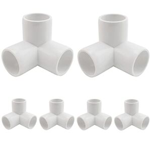 MARRTEUM 1-1/4 Inch 3 Way PVC Fitting Furniture Grade Pipe Corner Elbow for Greenhouse Shed / Tent Connection / Garden Support Structure / Storage Frame [Pack of 6]