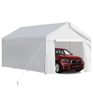 LVUYOYO 10×20 ft Heavy Duty Carport – Car Canopy Garage Shelter Boat Party Tent Shed with Removable Sidewalls and Door – Outdoor Storage Shed for Party, Wedding, Birthday, Garden, Boat