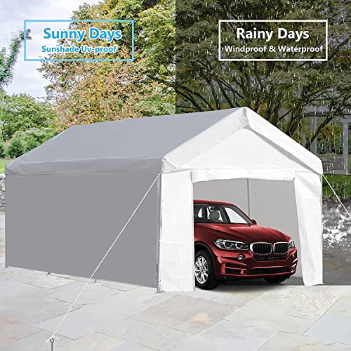 LVUYOYO 10×20 ft Heavy Duty Carport – Car Canopy Garage Shelter Boat Party Tent Shed with Removable Sidewalls and Door – Outdoor Storage Shed for Party, Wedding, Birthday, Garden, Boat | The Storepaperoomates Retail Market - Fast Affordable Shopping