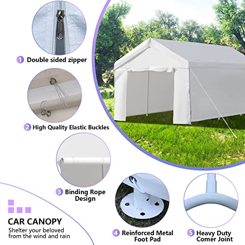 LVUYOYO 10×20 ft Heavy Duty Carport – Car Canopy Garage Shelter Boat Party Tent Shed with Removable Sidewalls and Door – Outdoor Storage Shed for Party, Wedding, Birthday, Garden, Boat | The Storepaperoomates Retail Market - Fast Affordable Shopping