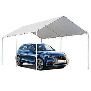 Carport Heavy Duty Canopy Tent 10×20 Car Port Metal Carport Kits Boat Shelter Tent with 6 Reinforced Steel Legs Outdoor Canopy for Party, Wedding, Garden
