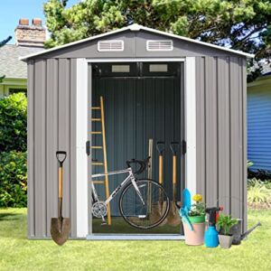 6 x 4 Feet Outdoor Storage Shed with Vents Garden Shed Metal Utility Storage House for Backyard Patio