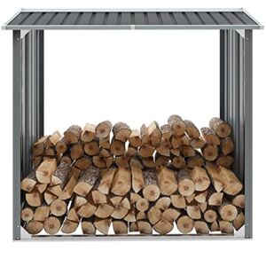 NusGear Garden Log Storage Shed Galvanized Steel 67.7″x35.8″x60.6″ Gray , Material: Galvanized Steel -858