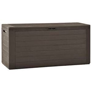 NusGear Garden Storage Box Brown 45.7″x17.3″x21.7″ for Patio Furniture Cushions, Pool Toys, and Garden Tools