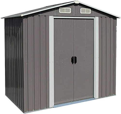 6 X 4 FT Outdoor Storage Shed Steel Storage Tool House with Sliding Door and Vents for Backyard Garden Yard Gray | The Storepaperoomates Retail Market - Fast Affordable Shopping