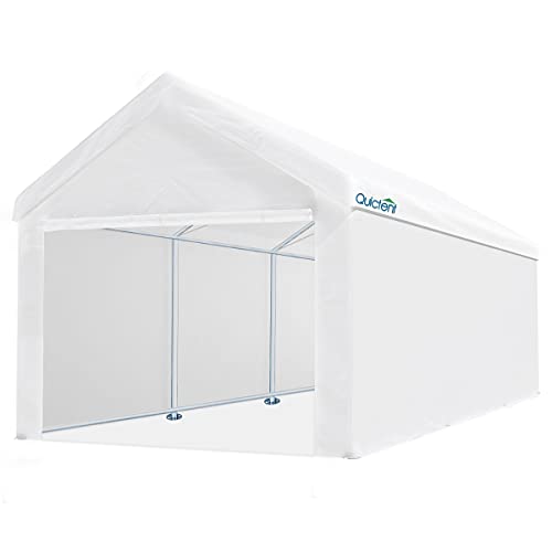 Quictent 10’x20’ Carport Heavy Duty Galvanized Car Shelter Car Canopy Boat Shelter with Reinforced Steel Cables and Ground Bars-White | The Storepaperoomates Retail Market - Fast Affordable Shopping