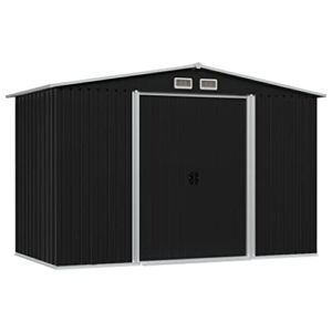 FAMIROSA Garden Storage Shed Double Sliding Doors Outdoor Tood Shed Patio Lawn Care Equipment Pool Supplies Organizer Storage Cabinet Backyard Garden Shed Tool Sheds Anthracite 101.2 x 80.7 x 70.1inch
