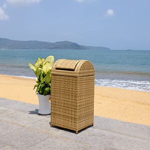 Safavieh Outdoor Collection Mazeli Natural Woven Swing Top Dome Lid Trash Bin (Fully Assembled) PAT7511D