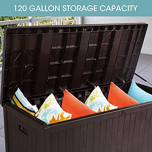 SUNVIVI OUTDOOR Patio Storage Deck Box, 120 Gallon Outdoor Deck Boxes with Handles Water-Resistant Storage Box Container for Outdoor Pillows/Cushions, Garden Tools and Pool Toys | The Storepaperoomates Retail Market - Fast Affordable Shopping