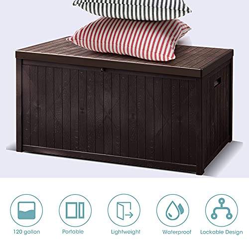 SUNVIVI OUTDOOR Patio Storage Deck Box, 120 Gallon Outdoor Deck Boxes with Handles Water-Resistant Storage Box Container for Outdoor Pillows/Cushions, Garden Tools and Pool Toys | The Storepaperoomates Retail Market - Fast Affordable Shopping