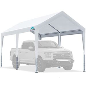 ADVANCE OUTDOOR 10×20 ft Carport Heavy Duty Car Canopy Garage Party Tent Outdoor Portable Boat Shelter, Adjustable Height from 9.5 ft to 11 ft, White
