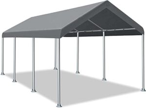 LAUREL CANYON 12x20ft Heavy Duty Carport with 8 Legs, Auto Portable Garage, Boat Shelter Tent & Market Stall Car Canopy for Party & Wedding, Grey