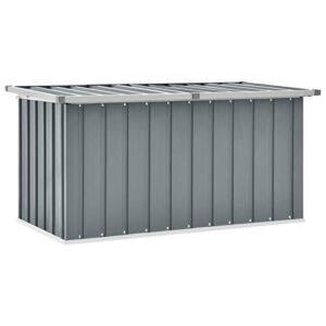 Tidyard Garden Storage Box Galvanized Steel Storage Container Deck Box Garden Tool Organization Gray for Patio, Lawn, Poolside, Backyard, Outdoor Furniture 50.8 x 26.4 x 25.6 Inches (W x D x H)