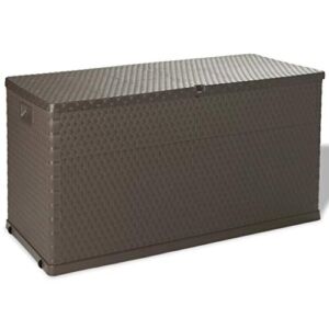 Medium Deck Box,Outdoor Storage Container for Patio Cushions,Pool Supplies,Garden Tools,Water Proof,Garden Storage Box Brown 47.2″x22″x24.8″