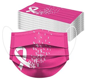 Andees 50PCS Disposable_Face_Mask Breast Cancer Awareness Pink Ribbon Face_Mask,Women Breast Cancer Faith Love Hope Face_Masks Breathable,Breast Cancer Awareness Gifts for Adults Unisex (A11/50PC)