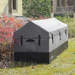 Dapai Outdoor Storage box, 172 Gallons Capacity Waterproof Portable Deck Box for Gardening Tools, Seat Cushions,and Other Accessories. Grey & Black