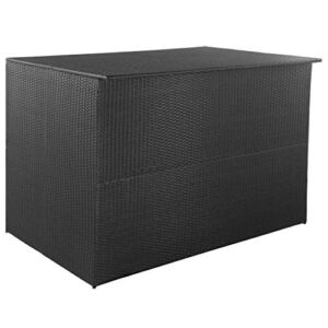 330 Gallon Outdoor Deck Box, Garden Rattan Wicker Storage Box, Water-Resistant & Durable, PE Liner with Zipped Closure, Patio Furniture Cover, Black
