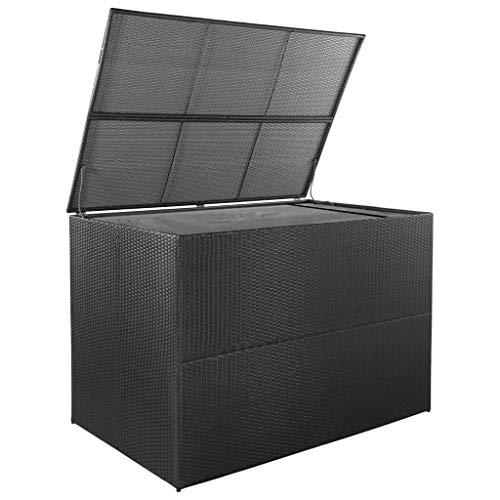 330 Gallon Outdoor Deck Box, Garden Rattan Wicker Storage Box, Water-Resistant & Durable, PE Liner with Zipped Closure, Patio Furniture Cover, Black | The Storepaperoomates Retail Market - Fast Affordable Shopping