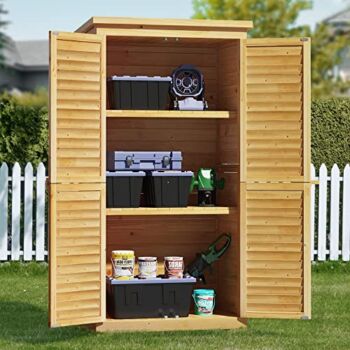 Bealife 63.2″ Outdoor Storage Cabinet with Double Doors, Lockable Vertical Storage Shed with 3 Shelves Organizer, Waterproof Fir Wood Tool Closet Shed for Garden, Backyard, Patio, and Lawn | The Storepaperoomates Retail Market - Fast Affordable Shopping
