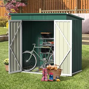 Bealife 6′ x 4′ Outdoor Storage Shed Clearance with Floor Base, Metal Outdoor Storage Cabinet with Double Lockable Doors, Waterproof Tool Shed, Backyard Shed for Garden, Patio, Lawn, in 2boxes(Green)