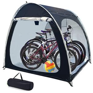 Large Bike Storage Shed Tent,Portable Bike Bicycle Motorcycle Tent Waterproof Garden Storage Cover Heavy Duty Double-Sided Opening Tricycle Motorcycle Storage Tent for Outdoor Camping Hiking (Black)