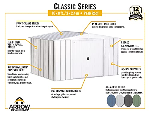 Arrow Shed Classic 10′ x 8′ Steel Storage Shed with Included Floor Frame Kit,Blue Grey (Amazon Exclusive) | The Storepaperoomates Retail Market - Fast Affordable Shopping