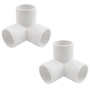 MARRTEUM 1-1/2 Inch 3 Way PVC Fitting Furniture Grade Pipe Corner Elbow for Greenhouse Shed / Tent Connection / Garden Support Structure / Storage Frame [Pack of 2]