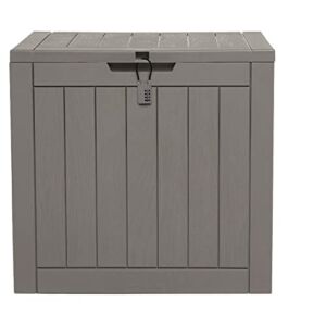 EAST OAK Deck Box, 31 Gallon Indoor and -Outdoor Storage Box with Padlock for Patio Cushions, -Pool Accessories, Toys, Gardening Tools, Sports Equipment, Waterproof and UV Resistant Resin, Grey