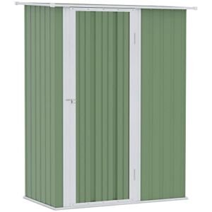 Outsunny 5′ x 3′ Metal Garden Storage Shed, Patio Tool House Cabinet with Lockable Door for Backyard, Patio, Lawn Green, Garage,Green