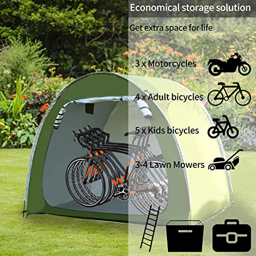 Outdoor Bike Storage Shed Tent Bike Cover Tent, Bike Covers Outdoor Portable Storage Shed for 4 Bikes, Double Side Opening Large Outdoor Bicycle Cover Storage Tent for Garden Tool | The Storepaperoomates Retail Market - Fast Affordable Shopping