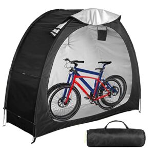 Bike Cover Storage Tent Heavy Duty Storage Tent Durable Polyester Waterproof Anti-Dust Portable Foldable Outdoor Tools Storage Shed（ Upgrade Black）