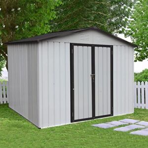 Storage shed, 8×6ft Outdoor Storage shed, Used for Backyard Storage Sheds & Outdoor Storage Clearance, can be Used as Bicycle shed, Garden shed, Tool shed, Metal shed That can be Used for Life, Grey