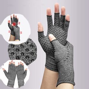 Dockomo Arthritis Gloves with non-slip particles – Men, Women Rheumatoid Compression Hand Glove for Osteoarthrit, L